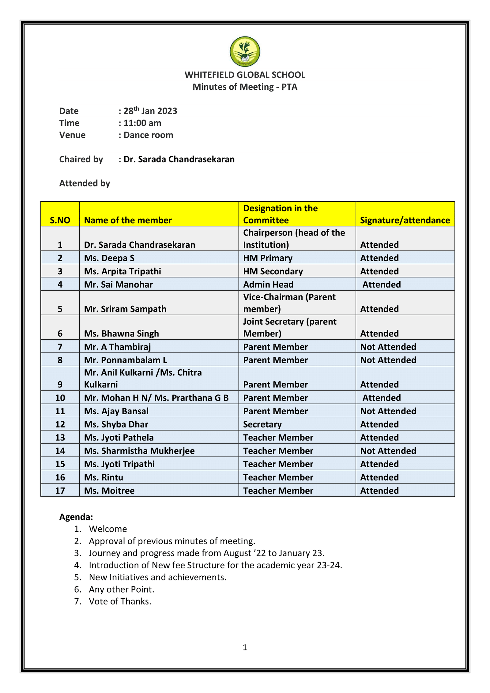 Minutes of Meeting -PTA 28th Jan Updated-1